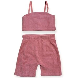 Gymshark X Whitney Simmons Dusty Pink Eyelash Bandeau Top & Shorts Lounge Set